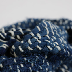 ⁂秋支度ＳＡＬＥ●草木染め布・手織り・藍染め裂き編みストール コットン１００％Q85X 3枚目の画像