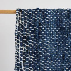 ⁂秋支度ＳＡＬＥ●草木染め布・手織り・藍染め裂き編みストール コットン１００％Q85X 5枚目の画像