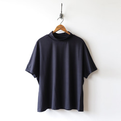 『ハイネック カットソー』シルクのような上質とろみ伸縮Tシャツ・カットソー素材 幅広 黒 F79（sh319) 8枚目の画像