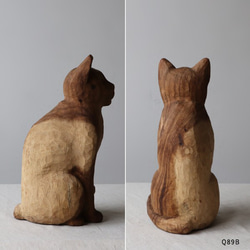 ⁂家時間ＳＡＬＥ。２匹セット【※要確認ＰＲＩＣＥ】 天然無垢ウッド木彫りART 見つめる猫  ネコ 置物Q89B 4枚目の画像