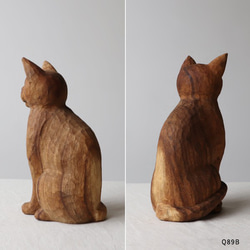 ⁂家時間ＳＡＬＥ。２匹セット【※要確認ＰＲＩＣＥ】 天然無垢ウッド木彫りART 見つめる猫  ネコ 置物Q89B 5枚目の画像