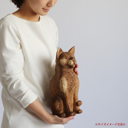 ⁂家時間ＳＡＬＥ。２匹セット【※要確認ＰＲＩＣＥ】 天然無垢ウッド木彫りART 見つめる猫  ネコ 置物Q89B 8枚目の画像