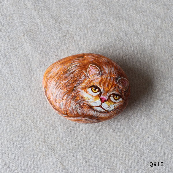 ラスト２ 幸福の手描き石 ころんと手のり猫 ストーンアート ねこ ネコ