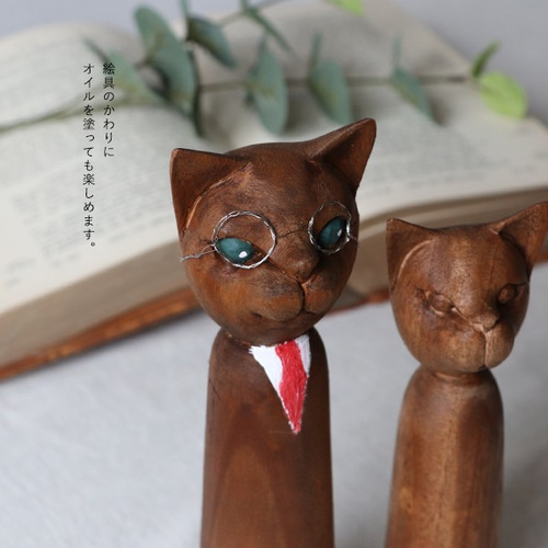 Amazon.co.jp: 猫一家 3匹セット anvaiオリジナル 創作こけし