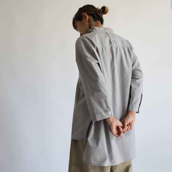 『燕尾裾 スキッパー襟 スモック オーバーシャツ』オックスフォード コットン１００％ Vネック H57（sh359) 6枚目の画像