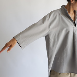 『燕尾裾 スキッパー襟 スモック オーバーシャツ』オックスフォード コットン１００％ Vネック H57（sh359) 3枚目の画像