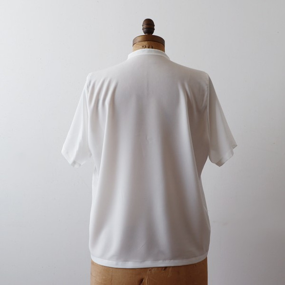 ラスト１。ＳＡＬＥ『大人甘めの ふりフリル シャツ』気軽フォーマルとろみ素材 少し長めの半袖ブラウスH89（sh344) 10枚目の画像