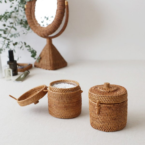 春支度SALE アタ細工 小物入れ バスケット 綿棒入れ めんぼう 収納