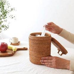送料無料) アタ細工 蓋つき 小物入れ バスケット ウェットティッシュ
