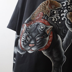 ＊冬支度ＳＡＬＥ「 三匹の和猫 日本猫 」上質コットン１００％贅沢一枚布ワンピースゆったりG11A 7枚目の画像