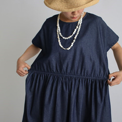＄ 夏SALE 甘織デニムDENIMコットン100% サマードレス ワンピース 背中ファスナーC49A 5枚目の画像