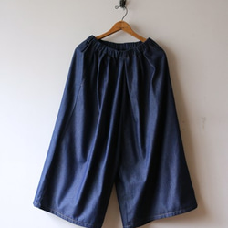 ●夏SALE  甘織柔らかデニムDENIM 贅沢ゆったり幅広ワイド パンツ　ウエストゴム入 T46C 4枚目の画像