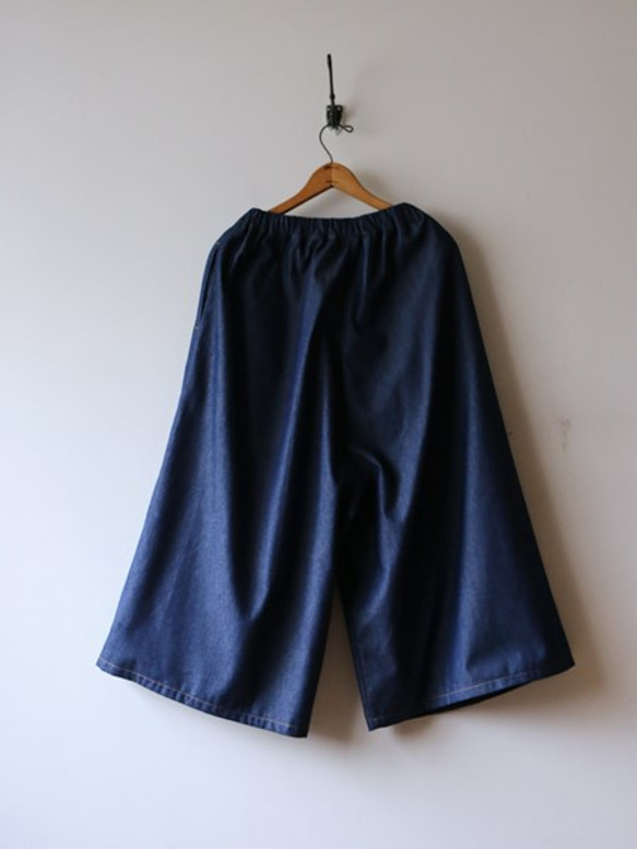 ●夏SALE  甘織柔らかデニムDENIM 贅沢ゆったり幅広ワイド パンツ　ウエストゴム入 T46C 5枚目の画像