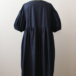 ＄夏sale anvai オリジナル 甘織り 柔らかDENIMデニム パフ袖 ワンピースC90 8枚目の画像