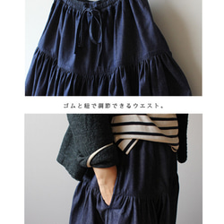 $ sale anvai オリジナル甘織 デニム DENIM コットン100% ワイド ギャザー ガウチョ パンツF52 6枚目の画像