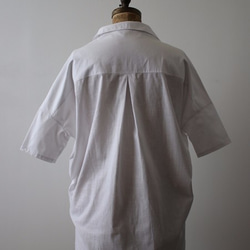 最終PRICE　紗織コットン100% 白シャツ ワイド プルオーバー ロングシャツ ブラウス ホワイトB51A 7枚目の画像