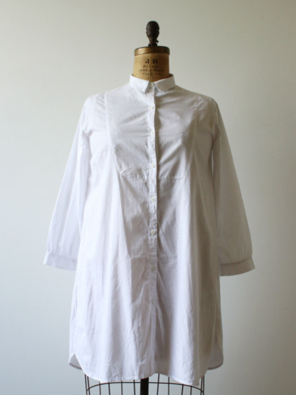 SALE コットン100％ 紗織コットン ロング シャツ長袖 前開き羽織りカーディガン  ホワイトG32A 7枚目の画像