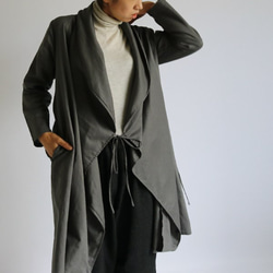 最終PRICE 秋色リネン100% ローブ襟コート羽織りコーディガン シャツ カーディガンH81C 2枚目の画像