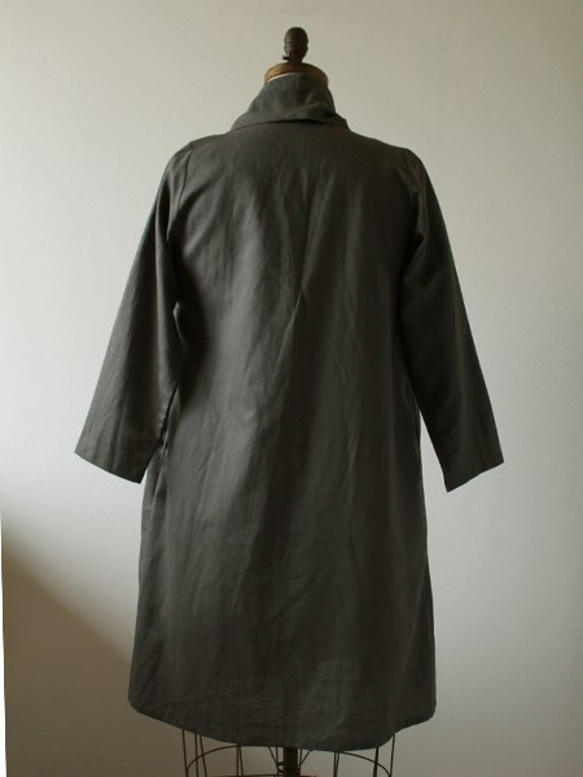 最終PRICE 秋色リネン100% ローブ襟コート羽織りコーディガン シャツ カーディガンH81C 7枚目の画像