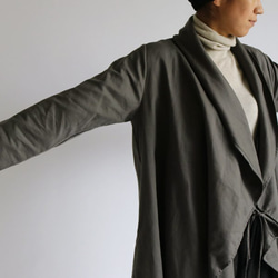 最終PRICE 秋色リネン100% ローブ襟コート羽織りコーディガン シャツ カーディガンH81C 9枚目の画像