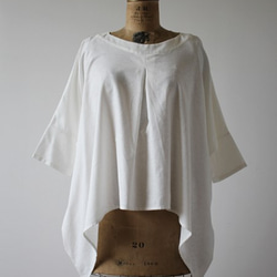 SALE 贅沢ガーゼ織り 白コットン100％ 燕尾裾 BIGオーバーシャツ ワンピース H76A 3枚目の画像