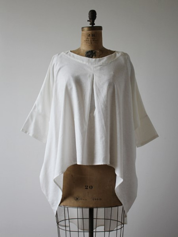 SALE 贅沢ガーゼ織り 白コットン100％ 燕尾裾 BIGオーバーシャツ ワンピース H76A 3枚目の画像