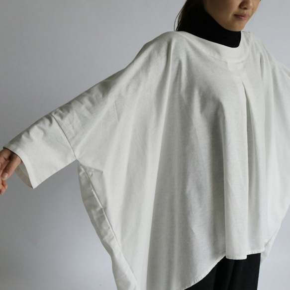 SALE 贅沢ガーゼ織り 白コットン100％ 燕尾裾 BIGオーバーシャツ ワンピース H76A 5枚目の画像
