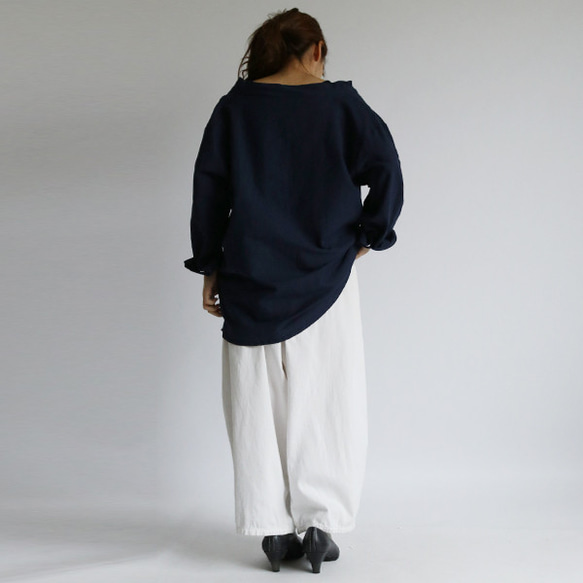 ●ガーゼのようにざっくりと織ったコットン100％生地 定番の秋色シャツ 秋ブラウス 長袖　H74D 3枚目の画像