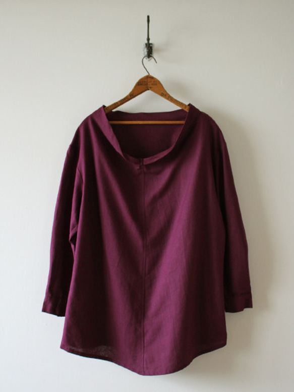 ガーゼのようにざっくりと織ったコットン100％生地 定番の秋色シャツ 秋ブラウス 長袖　H74E 6枚目の画像