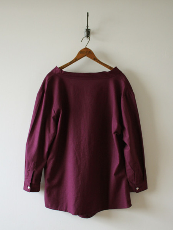 ガーゼのようにざっくりと織ったコットン100％生地 定番の秋色シャツ 秋ブラウス 長袖　H74E 7枚目の画像