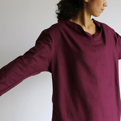ガーゼのようにざっくりと織ったコットン100％生地 定番の秋色シャツ 秋ブラウス 長袖　H74E 3枚目の画像
