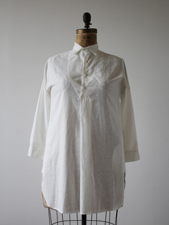 SALE 贅沢衣 ガーゼ織り コットン100％ 定番 白 ロング シャツ　H78A 6枚目の画像