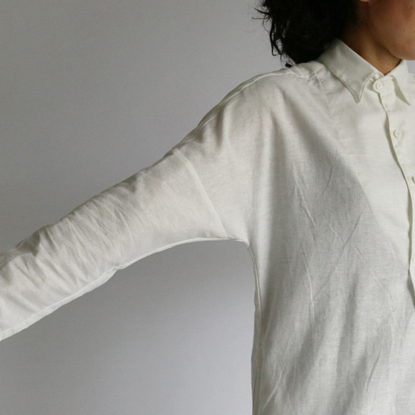 SALE 贅沢衣 ガーゼ織り コットン100％ 定番 白 ロング シャツ　H78A 9枚目の画像