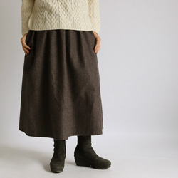 ツイード織りコットン100％でつくる　秋の定番　フレアスカート　着丈７８cm H87A 1枚目の画像