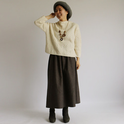 ツイード織りコットン100％でつくる　秋の定番　フレアスカート　着丈７８cm H87A 3枚目の画像