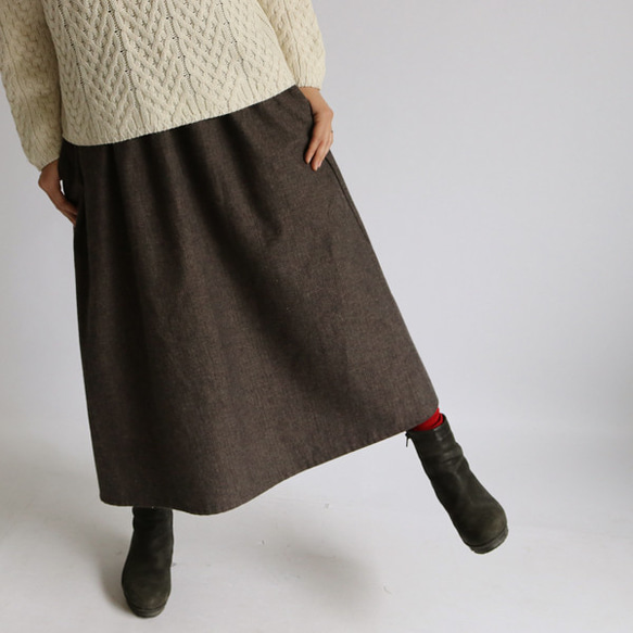 ツイード織りコットン100％でつくる　秋の定番　フレアスカート　着丈７８cm H87A 8枚目の画像