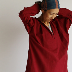 ●最終SALE　ガーゼ織り ざっくり織ったコットン100％ スキッパー　ロングシャツ　ワンピース　A01C 6枚目の画像