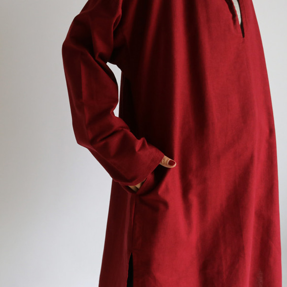 ●最終SALE　ガーゼ織り ざっくり織ったコットン100％ スキッパー　ロングシャツ　ワンピース　A01C 7枚目の画像