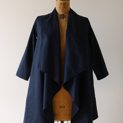 襟元ダブル仕立て リネン100%コート羽織り コーディガン ロング カーディガンA02D 2枚目の画像