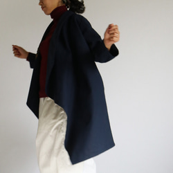 襟元ダブル仕立て リネン100%コート羽織り コーディガン ロング カーディガンA02D 6枚目の画像