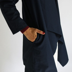襟元ダブル仕立て リネン100%コート羽織り コーディガン ロング カーディガンA02D 8枚目の画像
