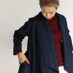 襟元ダブル仕立て リネン100%コート羽織り コーディガン ロング カーディガンA02D 3枚目の画像