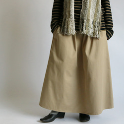SALE　着丈80ｃｍ　飾りウエストフリル チノクロス コットン100％フレア　ギャザー スカート A77C 1枚目の画像