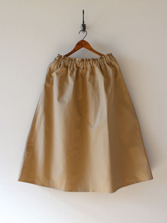 SALE　着丈80ｃｍ　飾りウエストフリル チノクロス コットン100％フレア　ギャザー スカート A77C 6枚目の画像