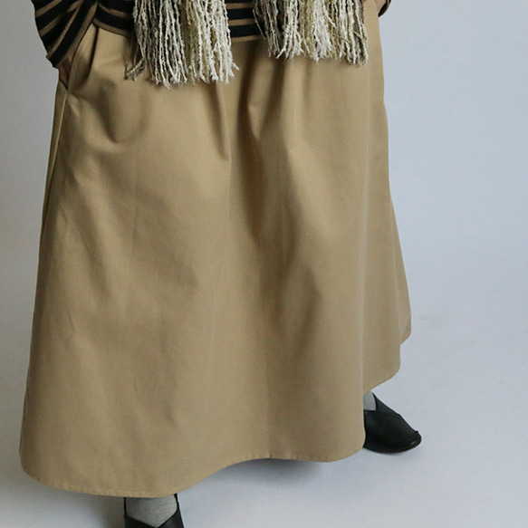 SALE　着丈80ｃｍ　飾りウエストフリル チノクロス コットン100％フレア　ギャザー スカート A77C 10枚目の画像