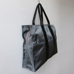 SALE  パラシュートナイロンBAG トートバッグ通勤・通学・習い事に グレー×ブラック W04 9枚目の画像