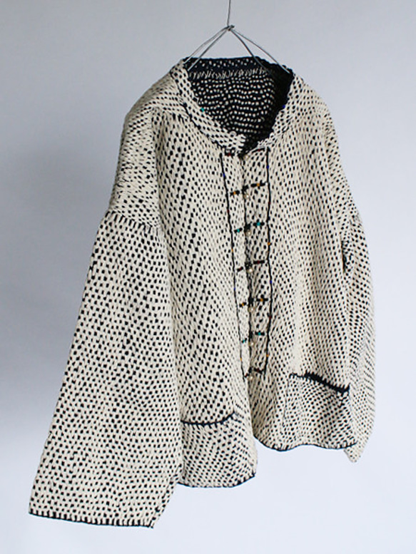 SALE 1点物 anvaiセレクト衣 刺し子刺繍 ジャケット 藍染布に白木綿糸