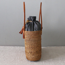 ラスト1点！！！オリジナル伝統工芸アタかごバッグ巾着袋＆タッセル付き鞄ハンドバッグ和装 W51 9枚目の画像