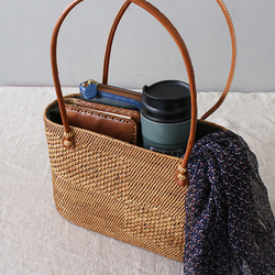 ラスト1点！！！オリジナル伝統工芸アタかごバッグ巾着袋＆タッセル付き鞄ハンドバッグ和装 W51 6枚目の画像