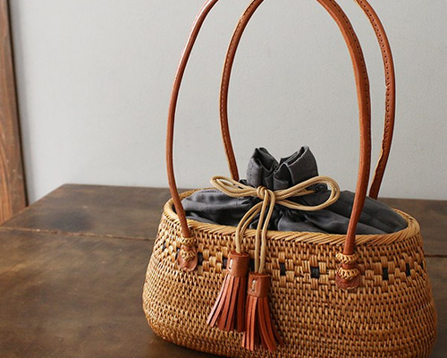 夏到来SALE ! ラスト1点 オリジナル伝統工芸アタかごバッグ巾着袋